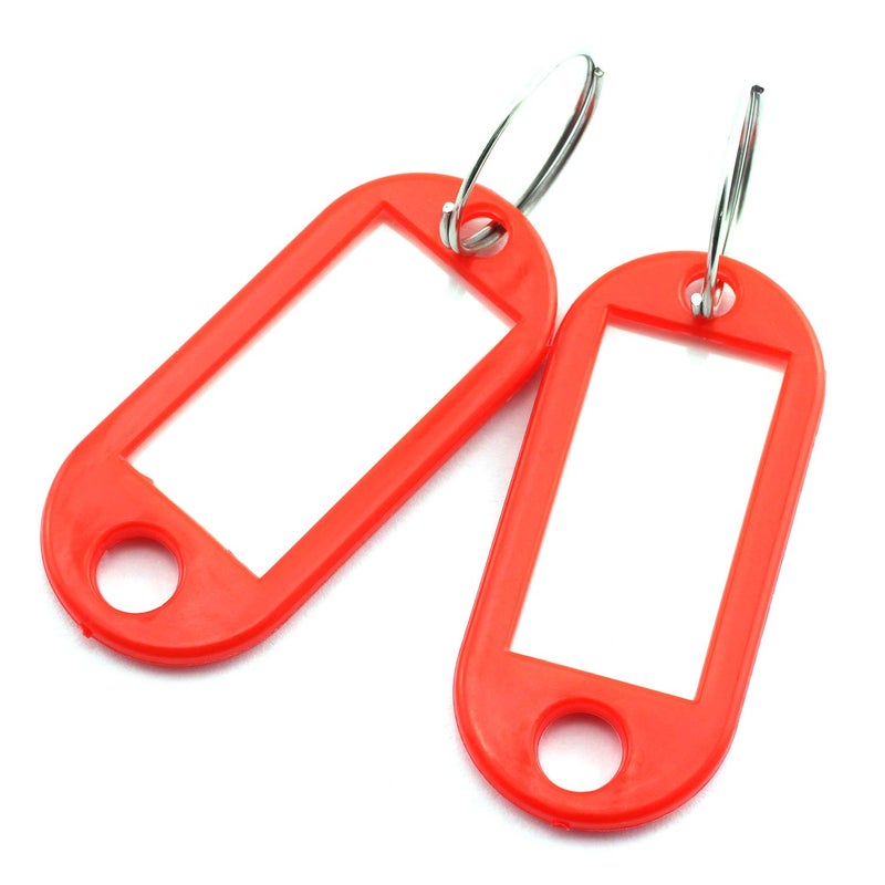 Lind Kitchen 40pcs Red Key Ring Label Tags Plastic Keys Holder and Identifier Name Number Address Information Label Card for Keys ID 5x2.2cm - Image 1
